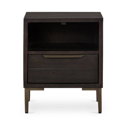 Willow 19" Reclaimed Pine Nightstand - Dark Carbon + Iron