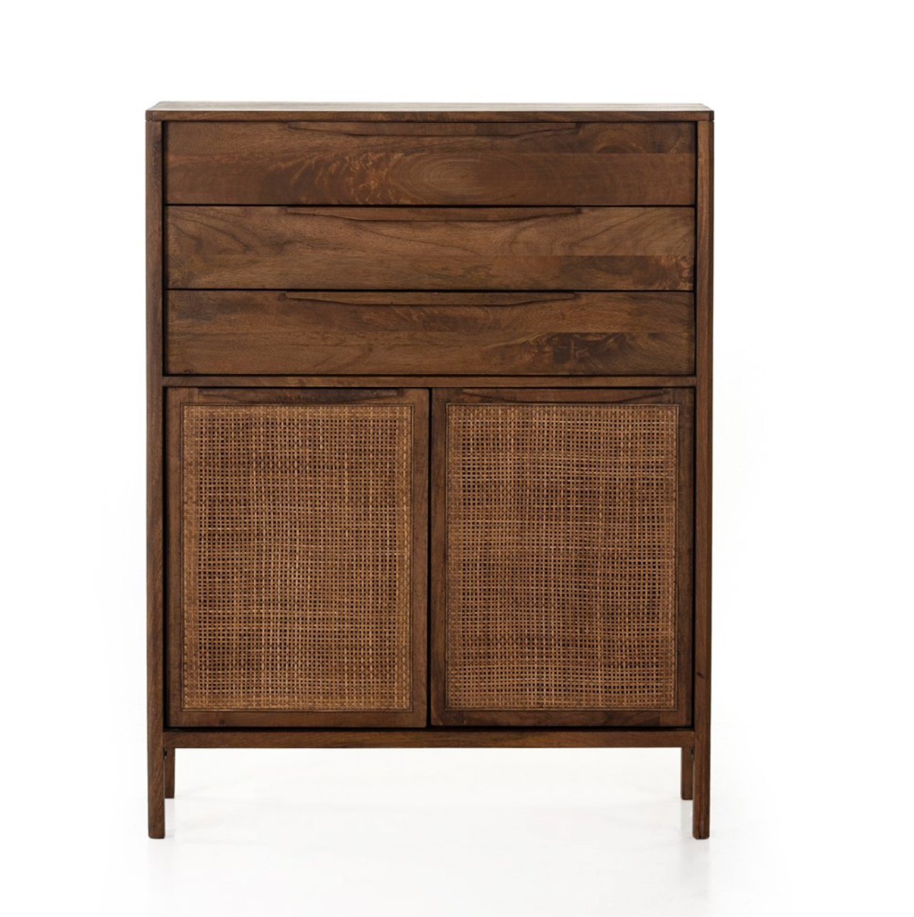 Marcelo 34" Tall 3 Drawer Chest - Brown Wash Mango