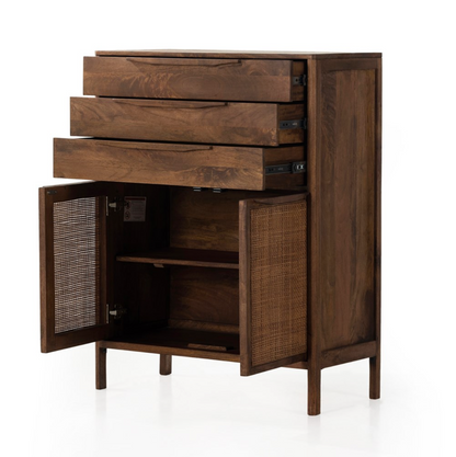 Marcelo 34" Tall 3 Drawer Chest - Brown Wash Mango