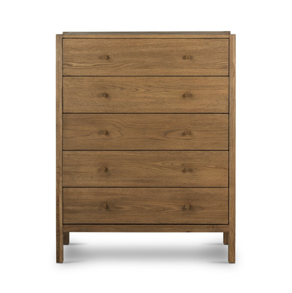 Niccola 34" 5 Drawer Dresser - Tawny Oak