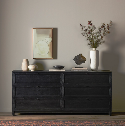 Arlo 75" 6 Drawer Dresser - Drifted Matte Black