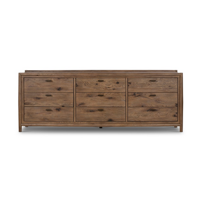 Hutchinson 85" 9 Drawer Dresser - Weathered Oak