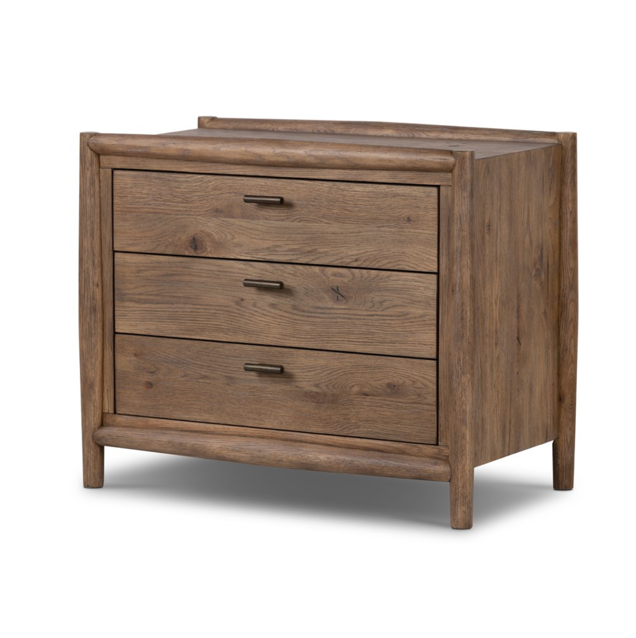 Hutchinson 32" 3 Drawer Nightstand - Weathered Oak