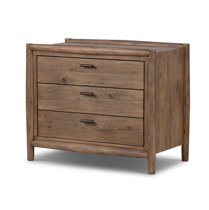 Hutchinson 32" 3 Drawer Nightstand - Weathered Oak