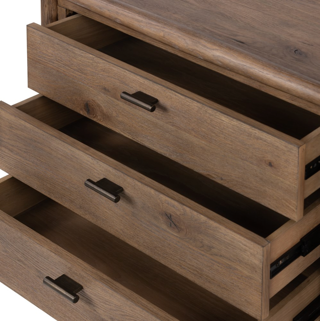 Hutchinson 32" 3 Drawer Nightstand - Weathered Oak