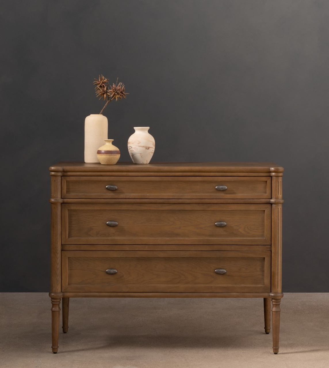 Eloise 44" 3 Drawer Chest  - Toasted Oak
