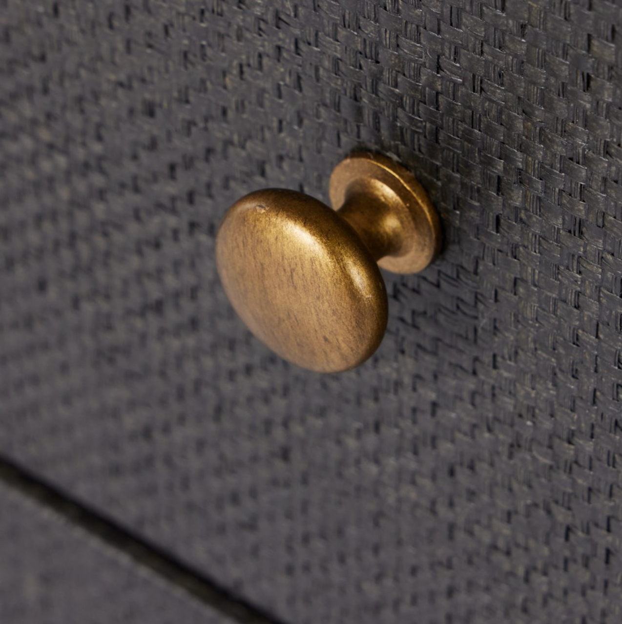 Bhari 30" 2 Drawer Nightstand - Woven Black + Antique Brass