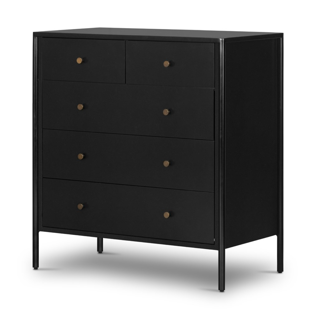Ellington 36" 5 Drawer Dresser - Black Iron + Bronze
