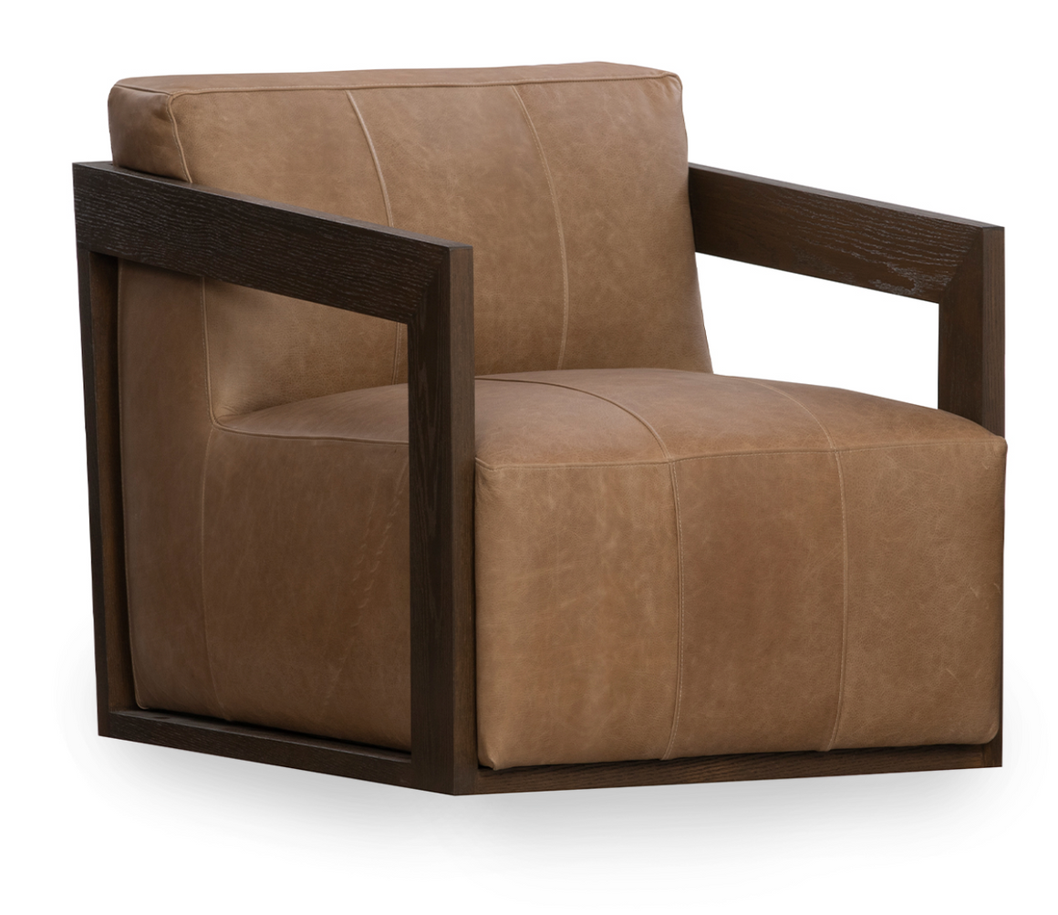Rafferty 30" Top Grain Leather Swivel Chair - Camel