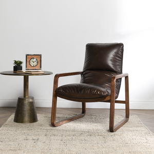 Anders 27" Top Grain Leather Accent Chair - Brown