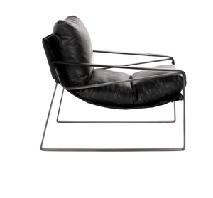 Lakyn 30" Top Grain Leather Accent Chair - Black