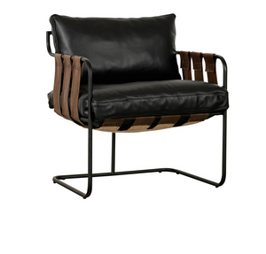 Connor 27" Top Grain Leather Accent Chair - Black