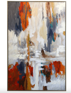 Crimson Rush 54" Abstract Hand Painted Framed Artwork