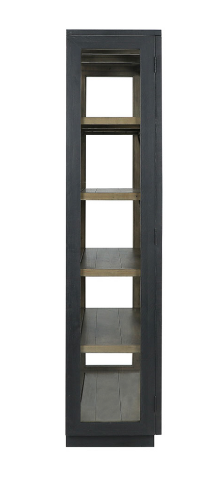 Hastings 38" Wood + Glass 2 Door Cabinet - Black + Rustic Brown