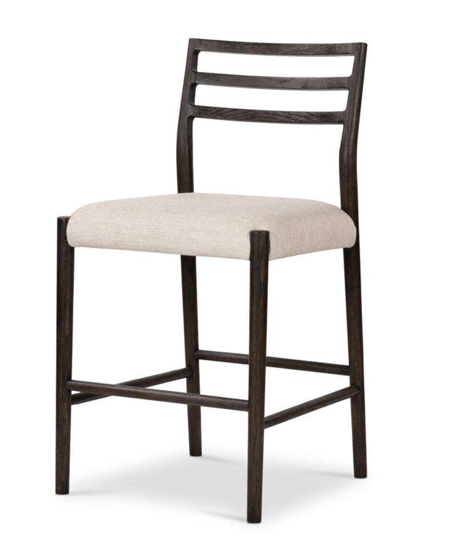 Jolene 40" Counter Stool - Carbon Oak + Linen