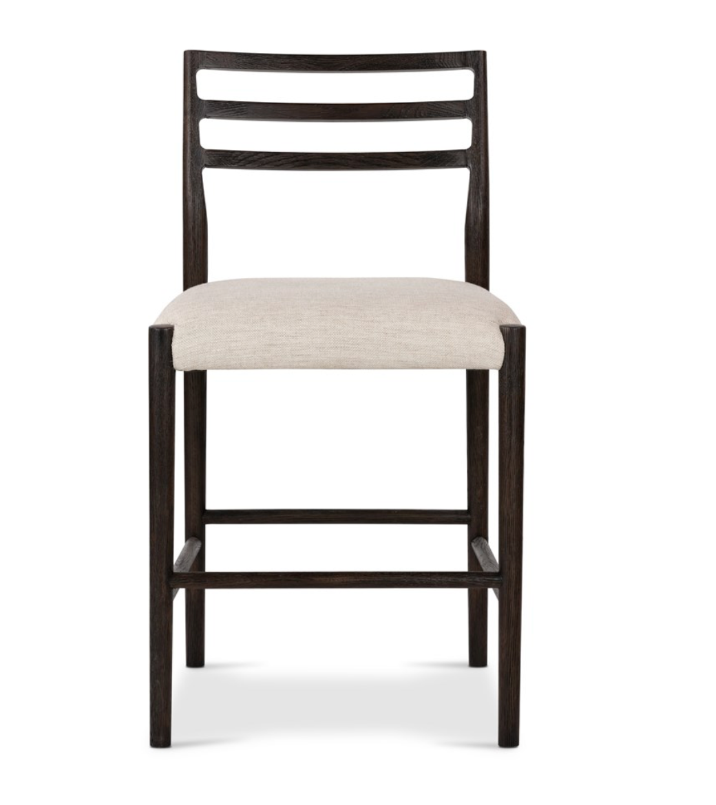 Jolene 40" Counter Stool - Carbon Oak + Linen