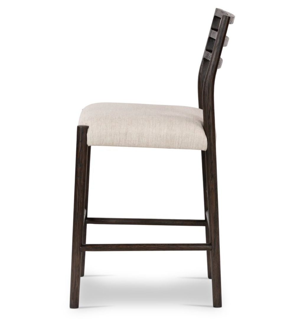 Jolene 40" Counter Stool - Carbon Oak + Linen