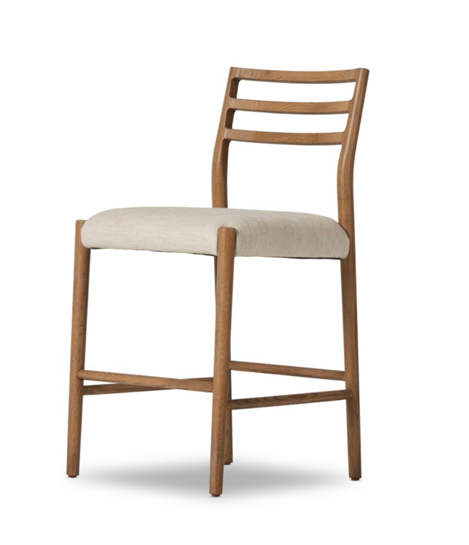 Jolene 40" Counter Stool - Light Oak + Linen