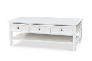 Nola 55" Mahogany 3 Drawer Coffee Table - Architectural White