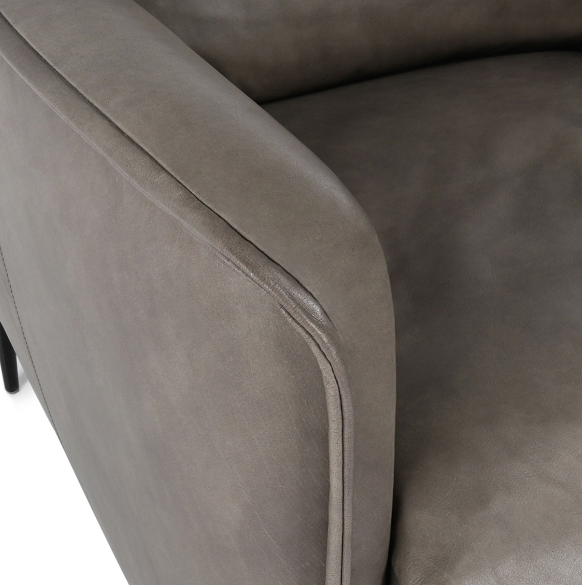 Amelia Top Grain Leather 32" Club Chair - Wolf