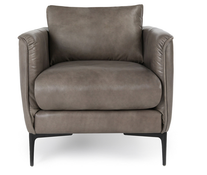 Amelia Top Grain Leather 32" Club Chair - Wolf