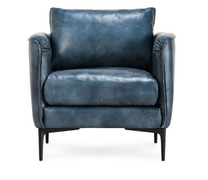Amelia Top Grain Leather Club Chair - Blue