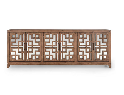 Arlo 98" Reclaimed Pine Mirrored Sideboard - Natural