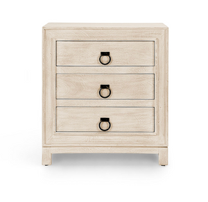 Cannes 27" Wood + Iron 3 Drawer Nightstand - Distressed Cream