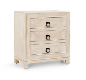 Cannes 27" Wood + Iron 3 Drawer Nightstand - Distressed Cream