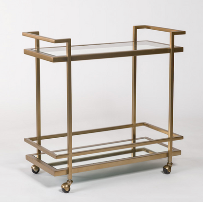 Anaheim 34" Bar Cart - Antique Brass