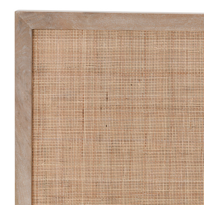 Plateau 80" Wood & Rattan King Bed - Light Natural