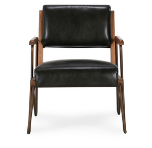 Riggs Top Grain Leather Accent Chair - Evergreen Leather + Iron