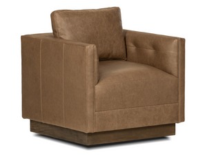 Ricardo Top Grain Leather Swivel Chair - Ashed Copper