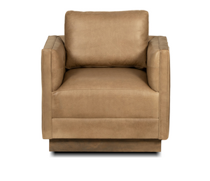Ricardo Top Grain Leather Swivel Chair - Ashed Pebble