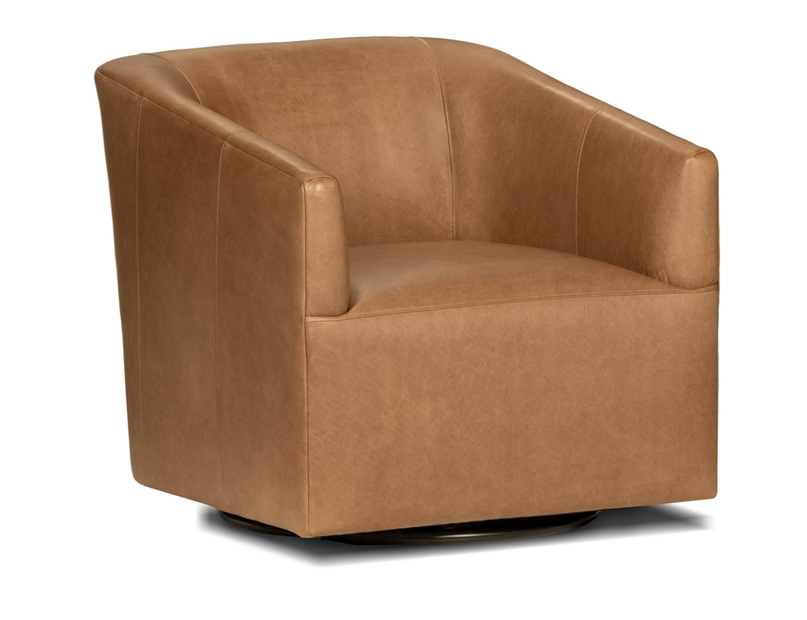 Ezra 30" Top Grain Leather Swivel Chair - Timber