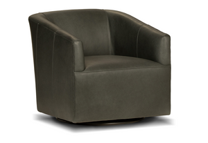 Ezra 30" Top Grain Leather Swivel Chair - Graphite