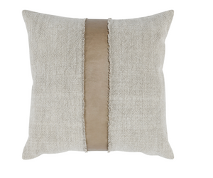 Sandstorm 26" Fringed Down Pillow - Taupe + Natural