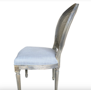 Salem Oval Mesh Back Dining Chair - Gray Linen + Black Wash
