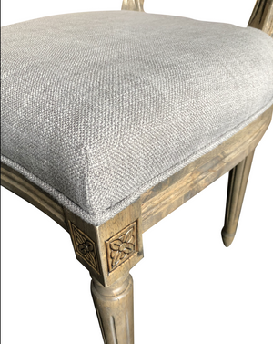 Salem Oval Mesh Back Dining Chair - Gray Linen + Black Wash