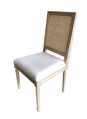 Salem Square Mesh Back Dining Chair - Ivory Linen + New White Wash