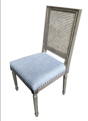 Salem Square Mesh Back Dining Chair - Grey Linen + Black Wash
