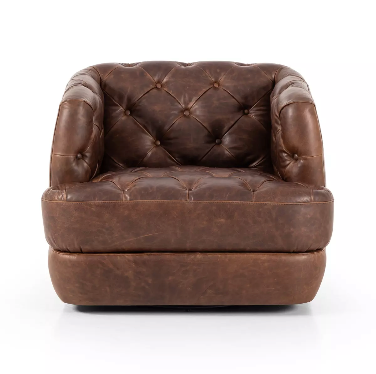 Almer 38" Top Grain Leather Swivel Chair - Cigar