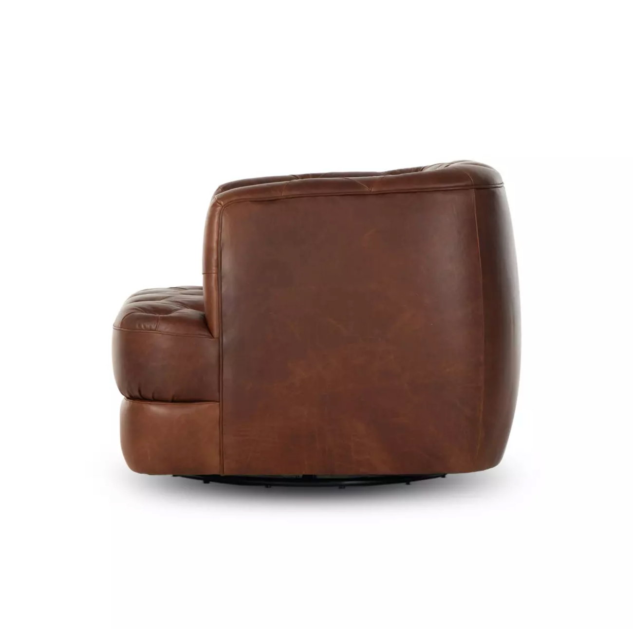 Almer 38" Top Grain Leather Swivel Chair - Cigar