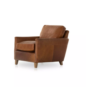 Chanel 32" Top Grain Leather Occasional Chair - Heirloom Sienna
