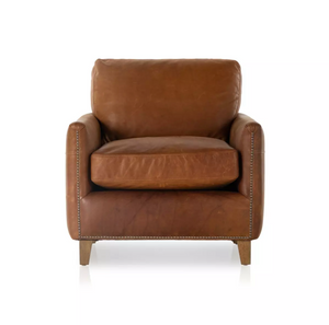 Chanel 32" Top Grain Leather Occasional Chair - Heirloom Sienna