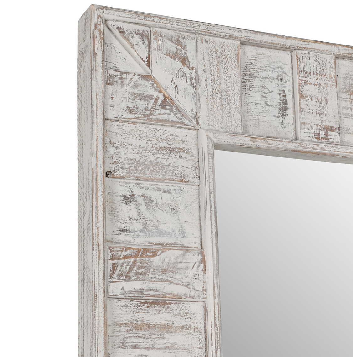 Marietta 90" Reclaimed Pine Floor Mirror - Distressed White