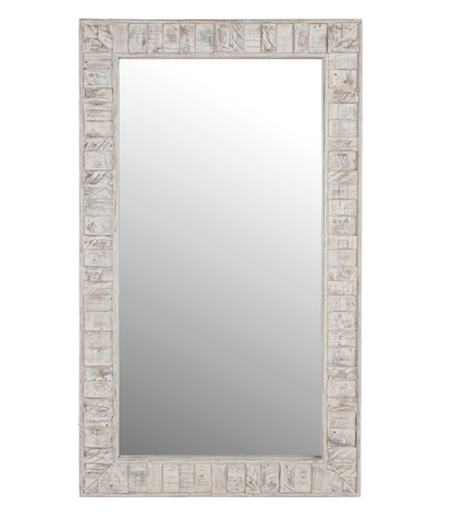 Marietta 90" Reclaimed Pine Floor Mirror - Distressed White
