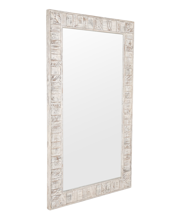 Marietta 90" Reclaimed Pine Floor Mirror - Distressed White