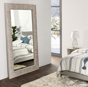 Marietta 90" Reclaimed Pine Floor Mirror - Distressed White
