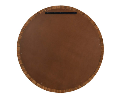 Nantucket 50" Round Wood Wall Mirror - Natural Brown